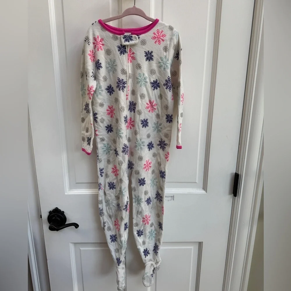 Carter's 5T Girls Snowflake Pajama Long Sleeve Fleece Footie Pajamas